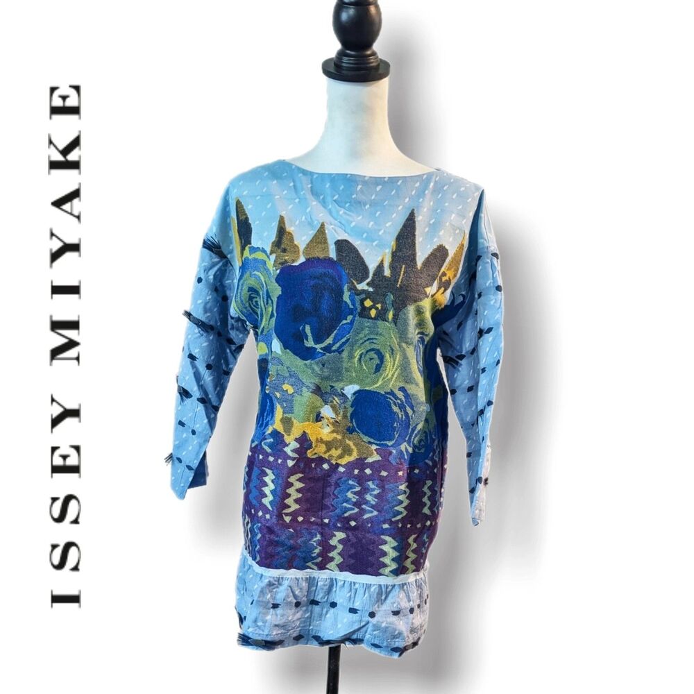 Issey Miyake Tunic Top Abstract Floral Print Japan Y2K Collector Piece Size S/M